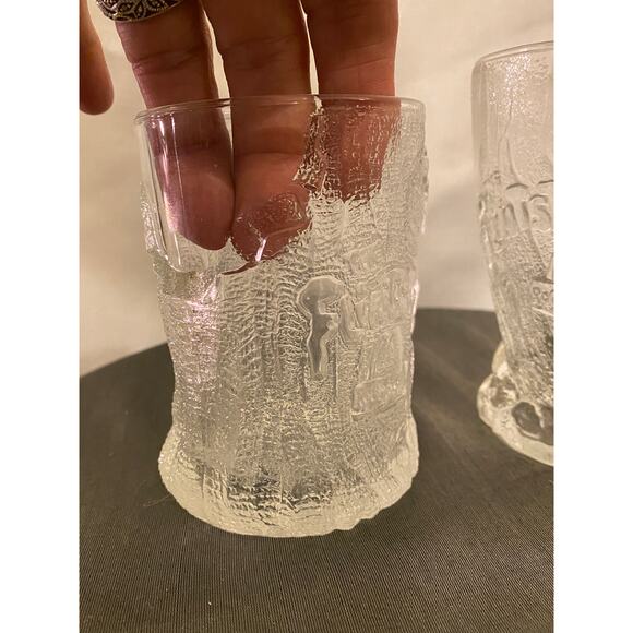 Set of 2 clear glass Flintstones "Roc McDonald" Mugs 1993 McD,Inc. 2 designs EUC - Picture 15 of 16